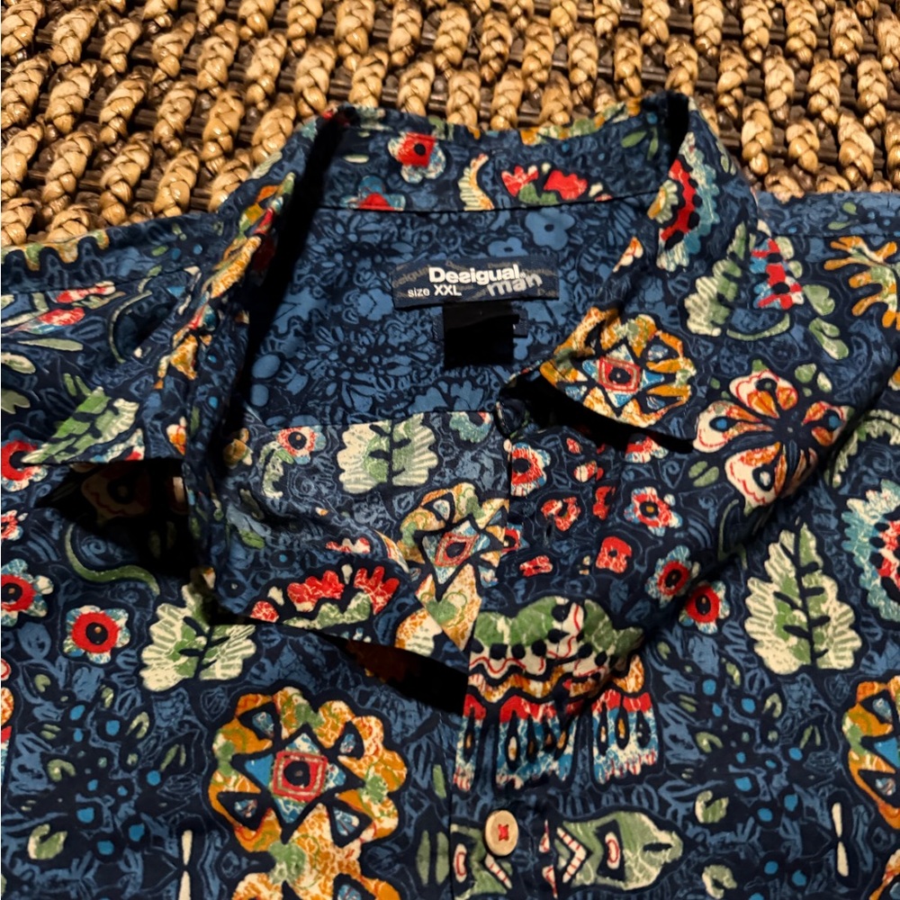 Desigual Men's Joan Blue Floral Shirt (M3) - Picture 9 of 10